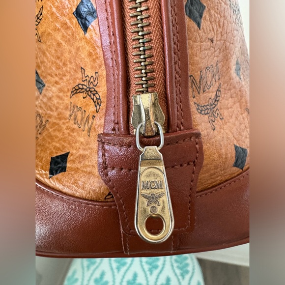MCM Visetos Heritage Dome Satchel Cognac - Picture 8 of 12